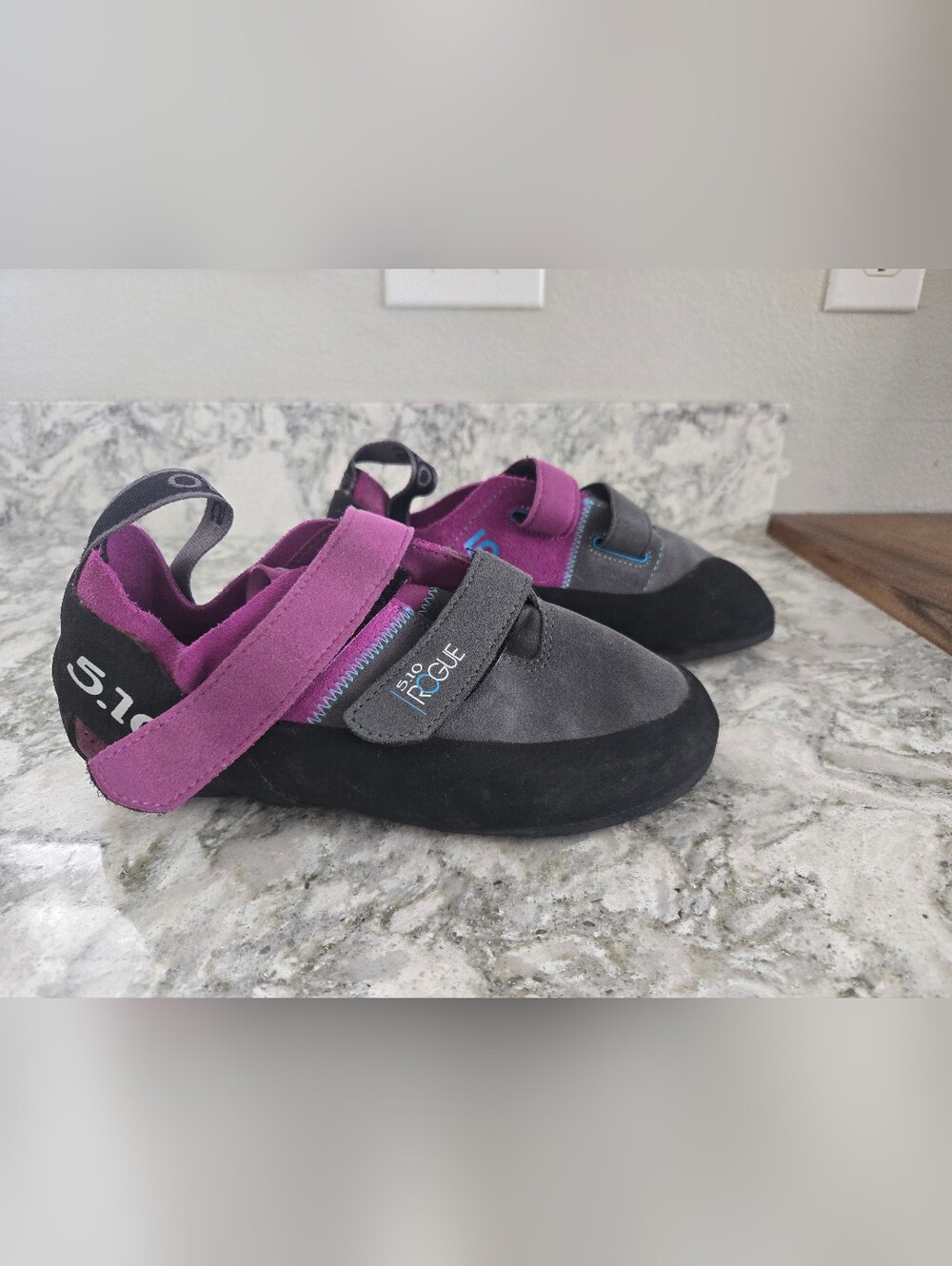 5.10 Women’s Rogue Climbing Shoes — Gray and Purple